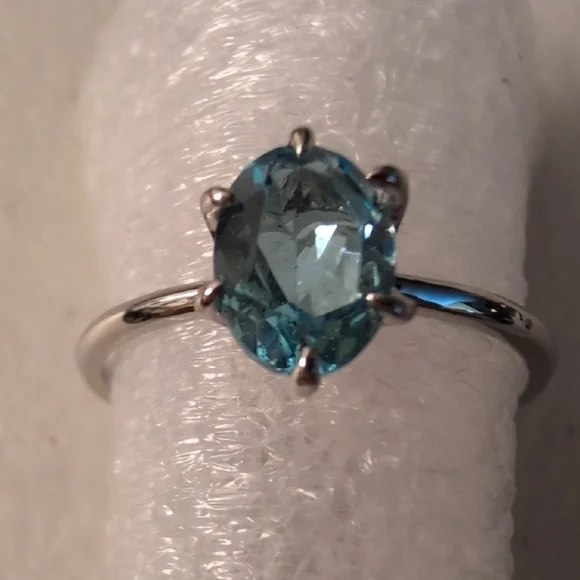 Sterling Silver Elegant Blue Gemstone Ring - Picture 2 of 7